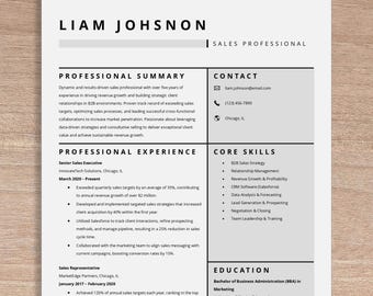 Professional Sales Resume Template | ATS-Friendly, Corporate Design