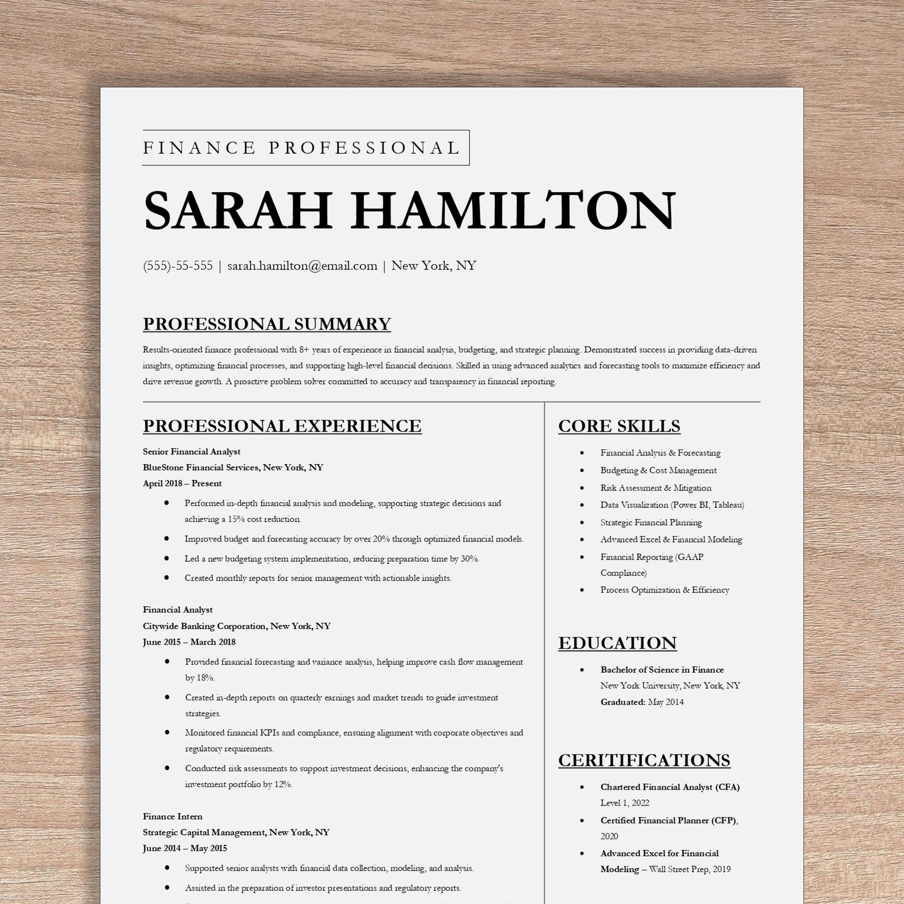 Finance Resume Template | 2-Page ATS-Friendly & Easily Editable