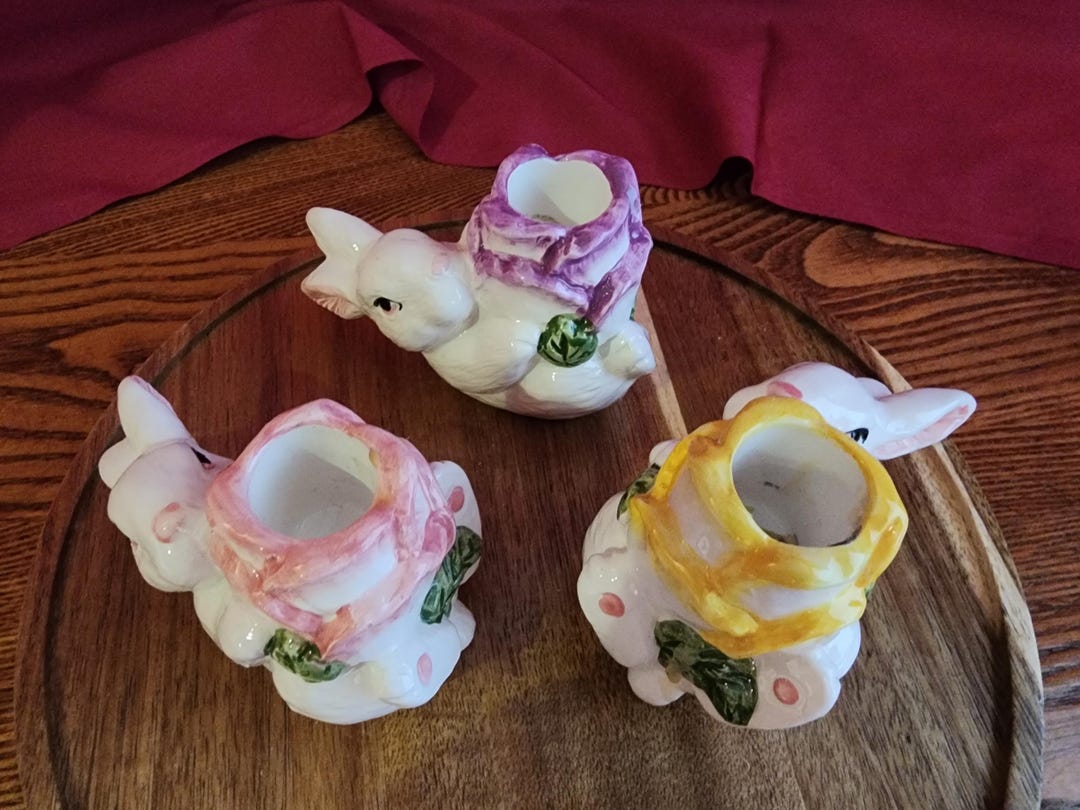 Vintage Ceramic Taper Bunny Rabbit Taper Cande Holders Table Decor - Etsy