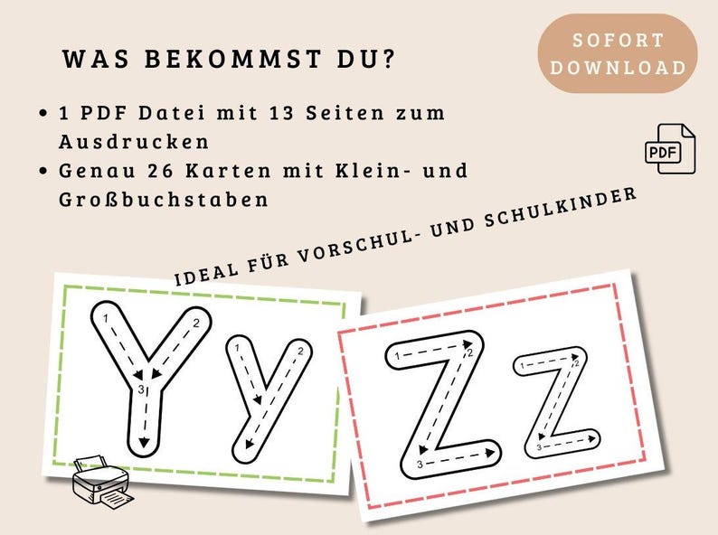 Buchstabenkarten Alphabet Nachmachen für Kinder ABC Nachmachkarten