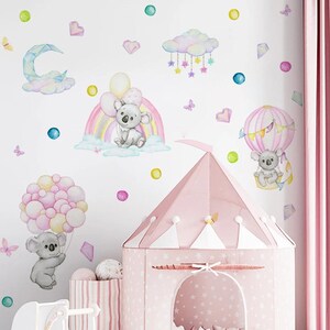 Cartoon Leuke Koala Vlinder Regenboog Diamant Ballon Muursticker Vinyl Kinderkamer Art Decal Kinderkamer Slaapkamer Home Decor: