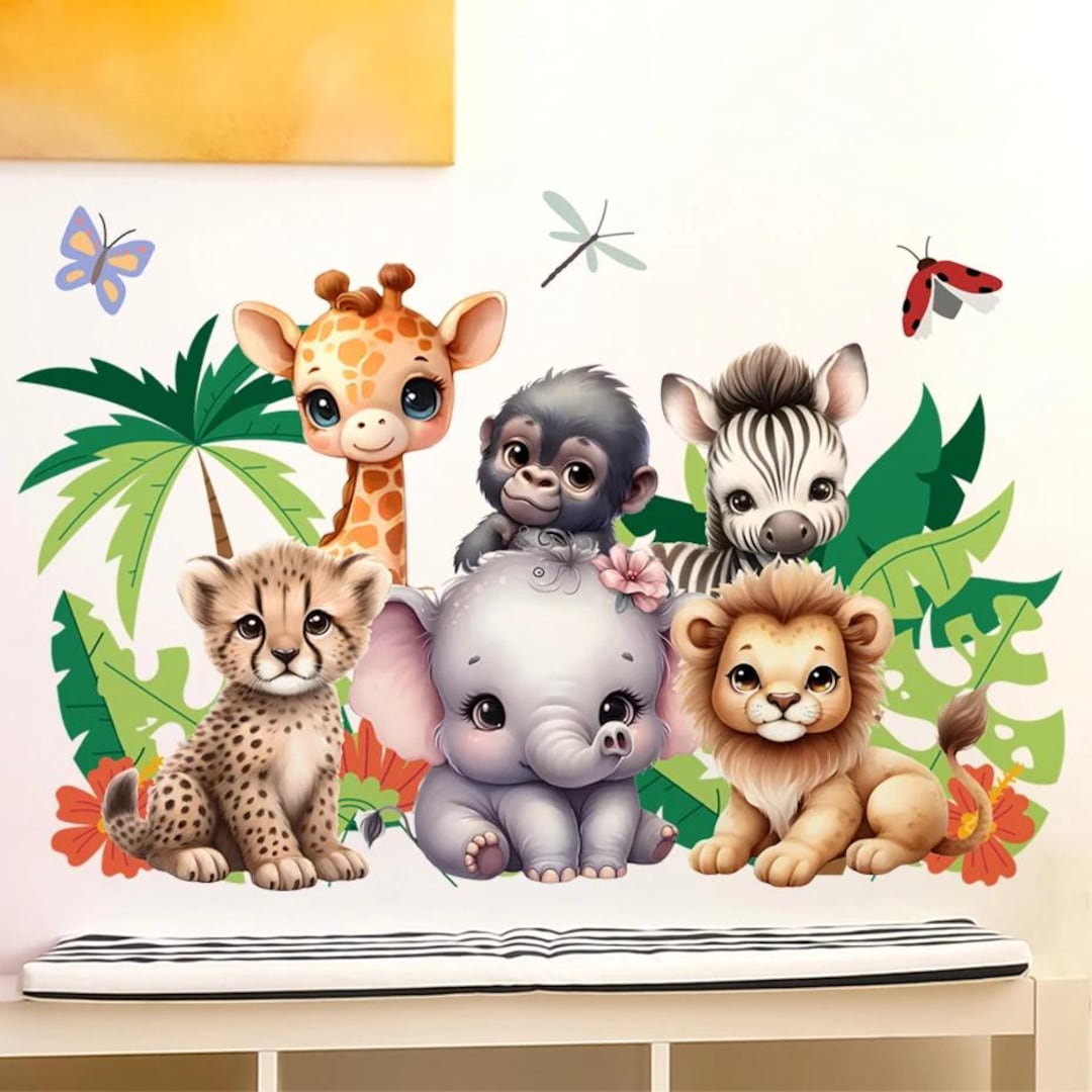 Safari Animals Wall Decals, Jungle Nursery Decor - Etsy