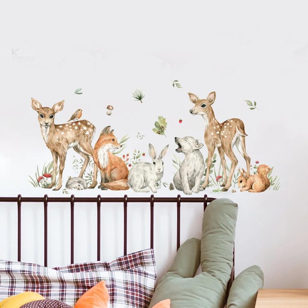 Watercolor Forest Animals Wall Decals: Kids Room Decor - Etsy
