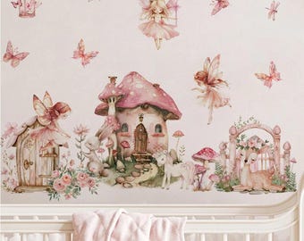 Cartoon Flower Elf Garden Wall Stickers for Baby Kids Room Children Room Wall Decals Bedroom Wall Art Living Room Decoration