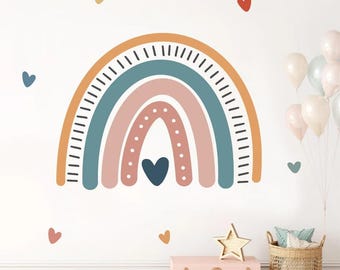 Rainbow Heart Wall Decals, Removable Nursery Decor