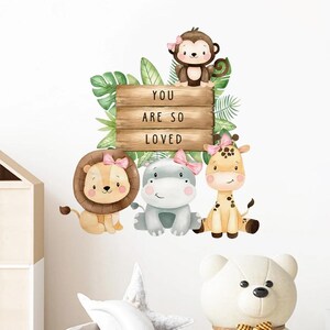 Adesivi murali con animali dei cartoni animati per la cameretta dei bambini, decorazione per la cameretta dei bambini, carta da parati, camera da letto per bambini e bambine, decalcomanie murali per la cameretta dei bambini