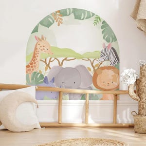 Pegatinas de pared de vinilo con dibujos animados de animales de la selva africana, estilo bohemio, con acuarela, para niños, bebés, guarderías, decoración del hogar