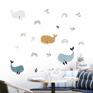 Adesivo da parete con delfino e arcobaleno, per cameretta dei bambini, da staccare e attaccare, ideale per la decorazione della casa e degli interni.