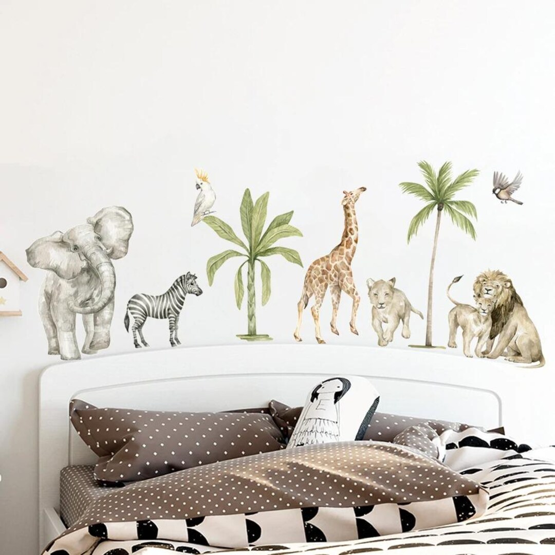Watercolor Safari Animals Wall Decals - Removable Nursery Decor - Etsy