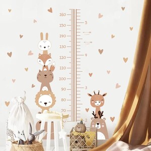 Höhenmessung Lineal Lion Smile Tiere Herzen Vinyl Kinder Kinderzimmer Kunst Aufkleber für Kinderzimmer Wohnkultur