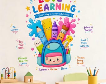 Love Learning Pencil Wall Sticker – Kids Classroom Decor (Digital Download)