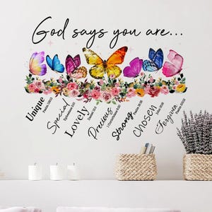 Pegatinas de pared con versículos bíblicos cristianos: Dios dice que eres inspirador, católico, religioso, decoración vintage para el hogar