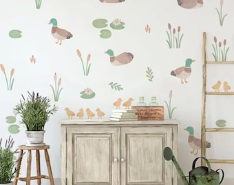Duck Family Wall Sticker – Lotus Leaf & Reeds Nursery Decal