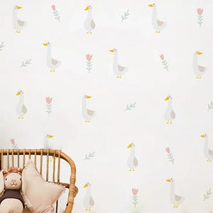 Cartoon Ducklings Flower Wall Stickers Watercolor Kids Room Nursery Wall Decals Decorative Sticker for Wall
