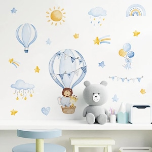 Pegatinas de pared con diseño de animales, globos, elefantes, sol y acuarela, para sala de estar, dormitorio, habitación infantil, guardería, decoración del hogar