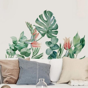 Green Plant Leaves Wall Sticker For Bathroom Toilet Decor Living Room Home Decoration Mural Beautify Wallpapers Decals