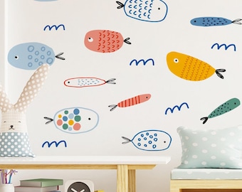 Colorful Fish Wall Decals, Kids Nursery Room Decor
