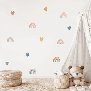 Colorful Rainbow Heart Cute Stickers Removable Nursery Wall Decals Art Posters Gifts For Kids Room Girls Bedroom Home Decor