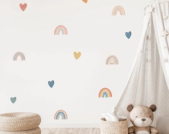 Rainbow Heart Wall Decals, Boho Nursery Decor