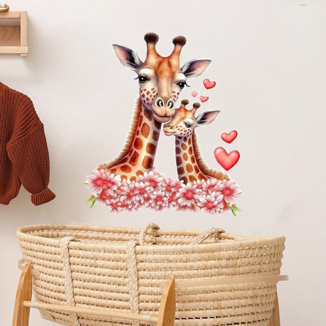 Giraffe Family Floral Wall Decals, Baby Nursery Decor - Etsy