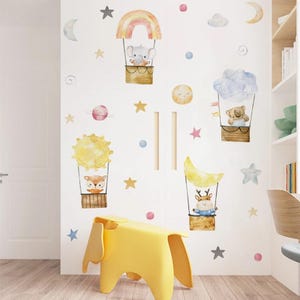 Air Balloon Cartoon Cute Animal Bear Clouds Wall Stickers for Nursery Kids Baby Room Decor Home Decoration Wall Decals