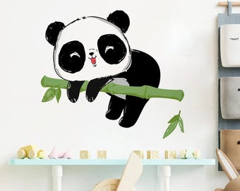 Watercolor Panda Bear Wall Decal, Kids Room Decor