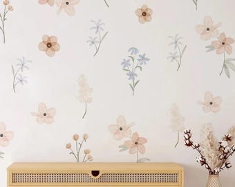 Watercolor Flower Wall Decals, Girls Nursery Decor