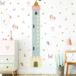 Cartoon Castle Love Height Charts Wall Sticker Vinyl Children Nursery Kindergarten Height Measurement Decal Kids Room Home Decor