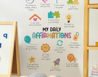 English Daily Affirmations Positive Growth Mindset Wall Sticker Child Room Wall Art Decal Kids Room School Classroom Home Decor