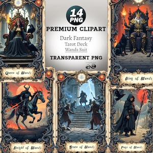 Paquete de imágenes PNG de baraja de tarot gótica / Conjunto de imágenes prediseñadas de arte fantástico personalizado de terror (descarga digital)