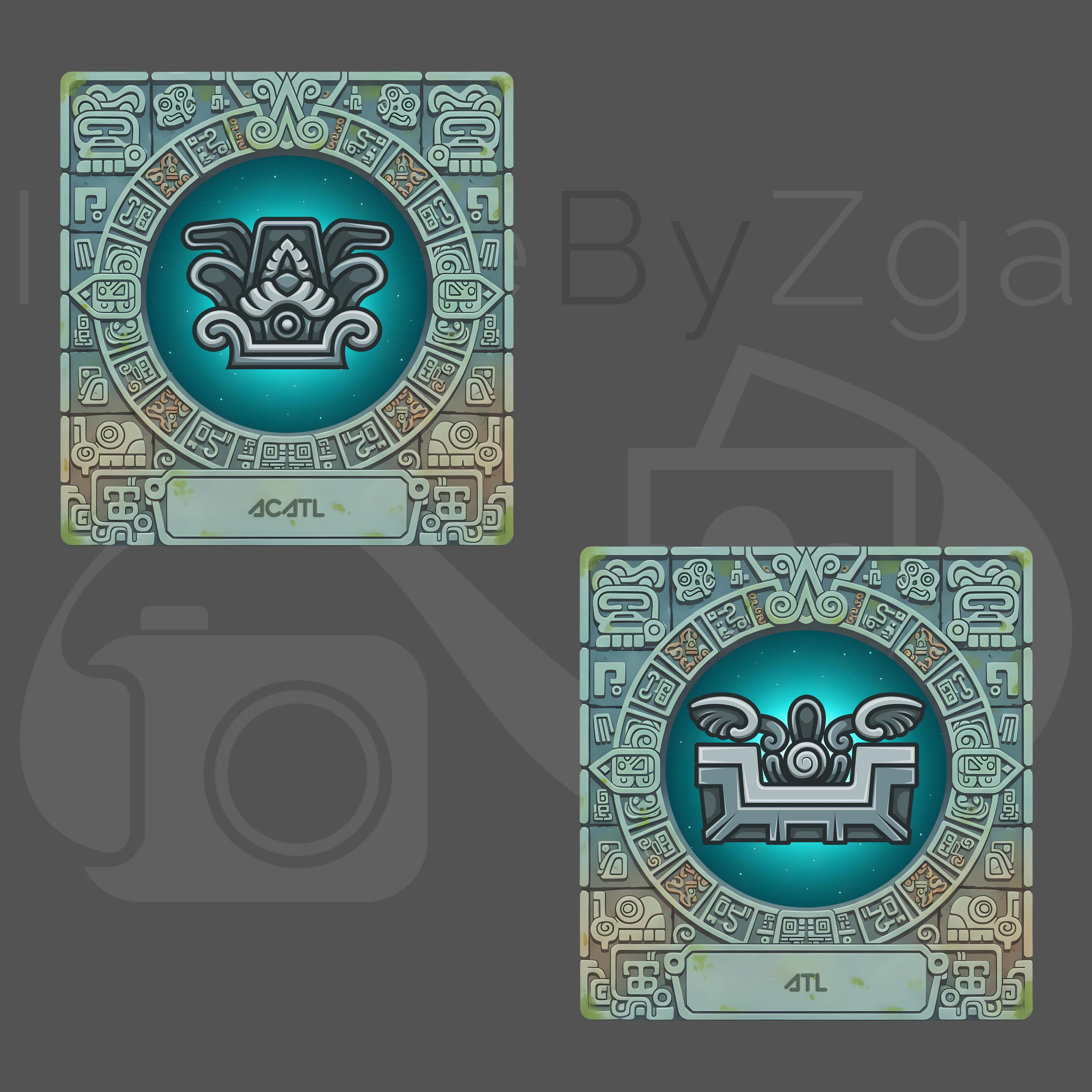 Aztec Calendar Icons PNG Bundle | 20 Mesoamerican Stone Tablet Clipart ...