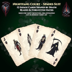 Dark Spades Cards PNG Collection | 13 Gothic Playing Cards with Bone Royals & Death Sigils – great for sublimation, posters and creepy merch