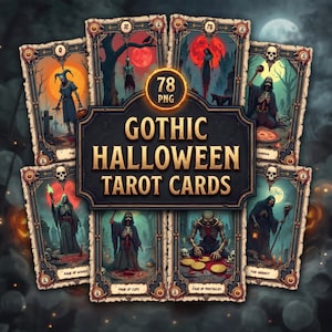 Baraja de Tarot de Halloween imprimible / 78 cartas de Tarot Gótico (PNG, descarga digital)