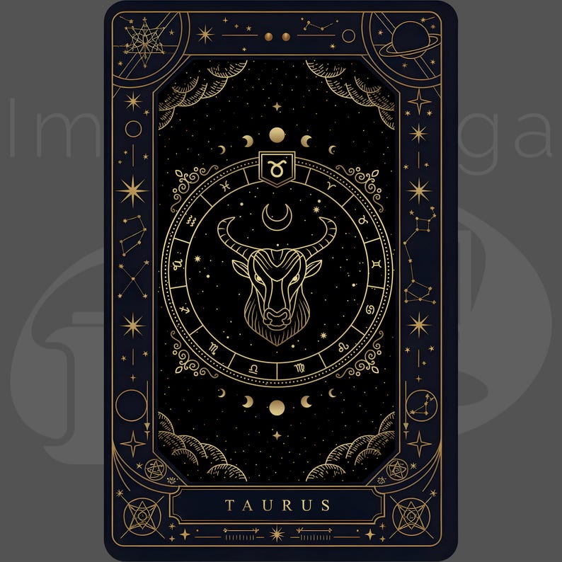 Printable Black & Gold Zodiac Tarot Deck | 12 Oracle Cards (PNG ...