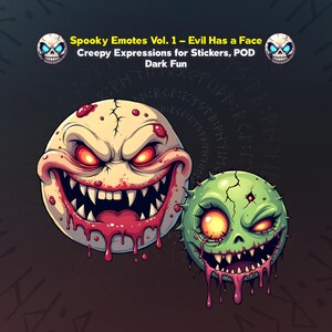 Spooky Horror Emoji PNG Set Vol.1 | Creepy Ghost Faces & Haunted Expressions (Digital Download)