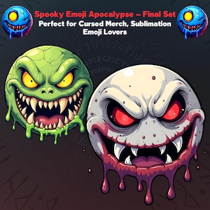 Demonic Emoji PNG Pack Vol.3 | Evil Faces, Cursed Icons, Spooky Symbols – great for tumblers, clipart, home decor, t-shirt, sticker bundles