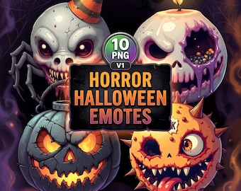 Gothic Halloween Emotes Clipart Set | 10 Horror Halloween Emoji (PNG, Digital Download)