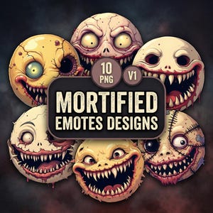 Totenkopf Emotes Clipart Set | 10 Gothic Gesichtsausdrücke (PNG, Digital Download)