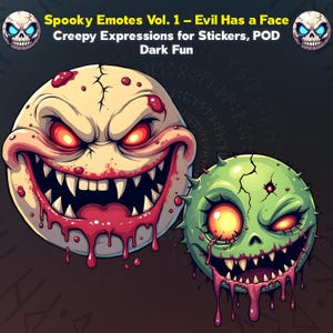 Spooky Emoji PNG Set 1 | Creepy Expressions, Ghost Faces, Haunted Icons – ideal for mugs, shirts, clipart, sublimation crafts & digital art