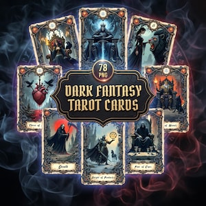 Printable Dark Fantasy Tarot Deck | 78 Whimsical Tarot Cards (PNG, Digital Download)