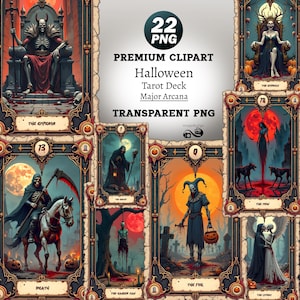 Gothic Tarot Karten PNG Bündel | Gore Art for Halloween Clipart Set (Digitaler Download)