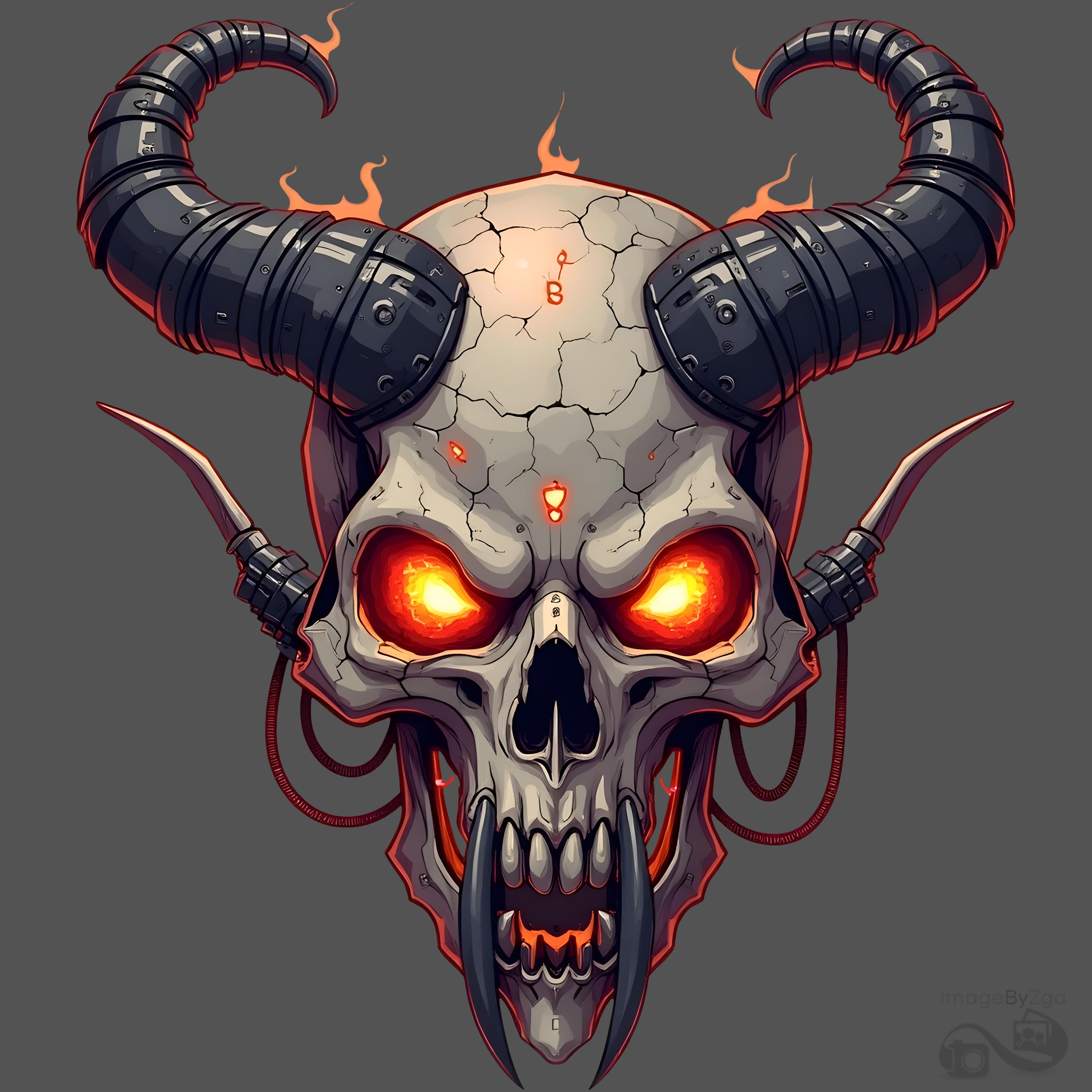 Bionic Skulls Clipart Set | 10 Corrupted Skull Designs (PNG, Digital ...