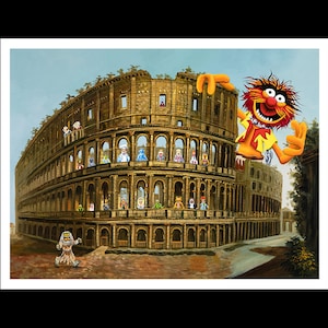 original Muppets art painting,signed print poster,muppets mayhem,animal art,rare painting,when in Rome Graffiti,Jim Henson,lowbrow banksy