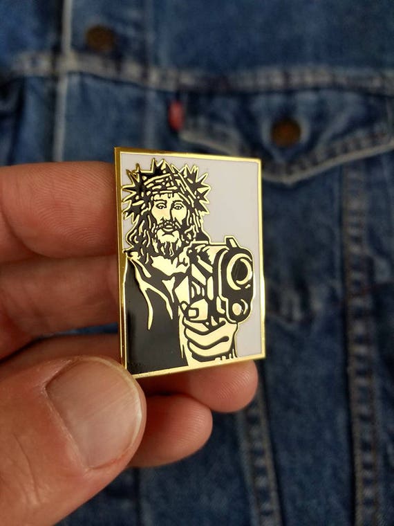 Gangsta Jesus Lapel Pin Enamel,gun,limited Edition,funny,religion