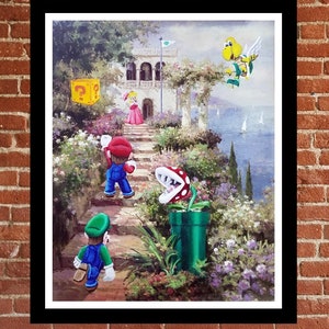 Sztuka Super Mario Bros, sztuka Nintendo, super mario bros, podpisany numerowany wydruk artystyczny, sztuka lowbrow, sztuka gier wideo, gracze, malarstwo graczy wideo, pop art