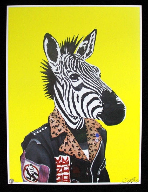 Punk Rock Art,zebra Art,zebra Painting,punk Rock Painting,signed