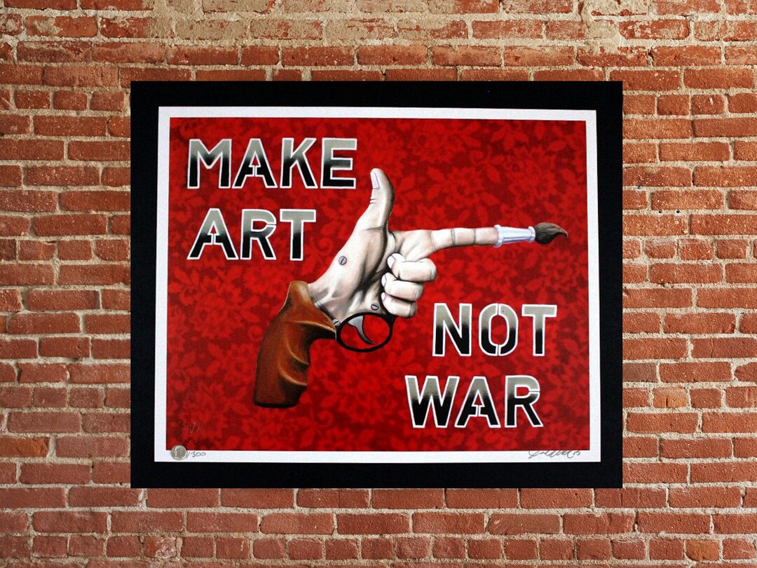 T-Shirt Uomo Make Art Not War – GANATEES Rossa, 100% Cotone Taglie S-3XL