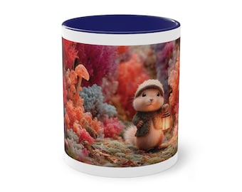 Magical Woodland Creature – Two-Tone Coffee Mug, 11oz – Enchanting Illustration & Autumn Charm