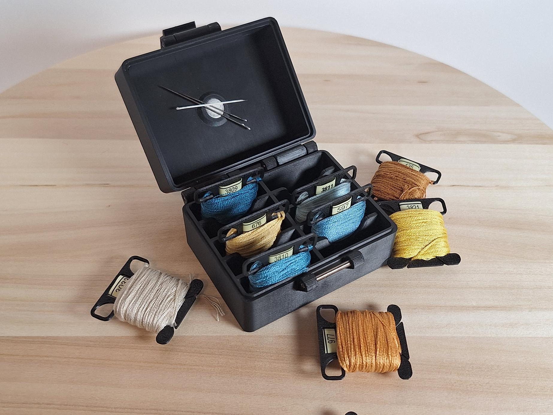Floss Bobbin Box with Magnet - Cross Stitch Travel Box, Eco-Friendly, Biodegradable PLA Polymer, Embroidery storage, Floss bobbin holder