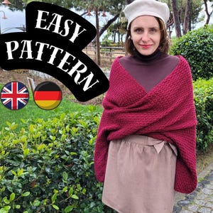 Sweater Scarf, knit shawl, sneed, textured scarf with sleeves, thneed, Knitting PATTERN,  scarf with sleeves, Knit wrap, Handmade, Vintage